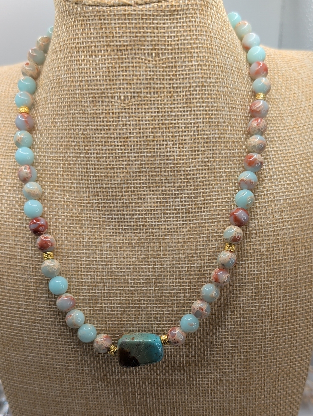 Handcrafted Turquoise & Pastel Beaded Necklace - Women Jewelry